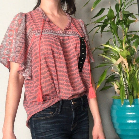 Lucky Brand Tops - Lucky Brand | Sheer Short Sleeve Peasant Top